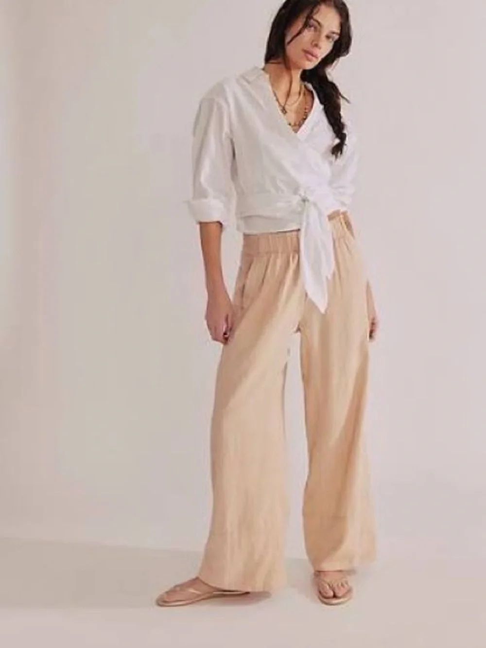 Free People Days End Linen Pull-On Pants Sz XS
